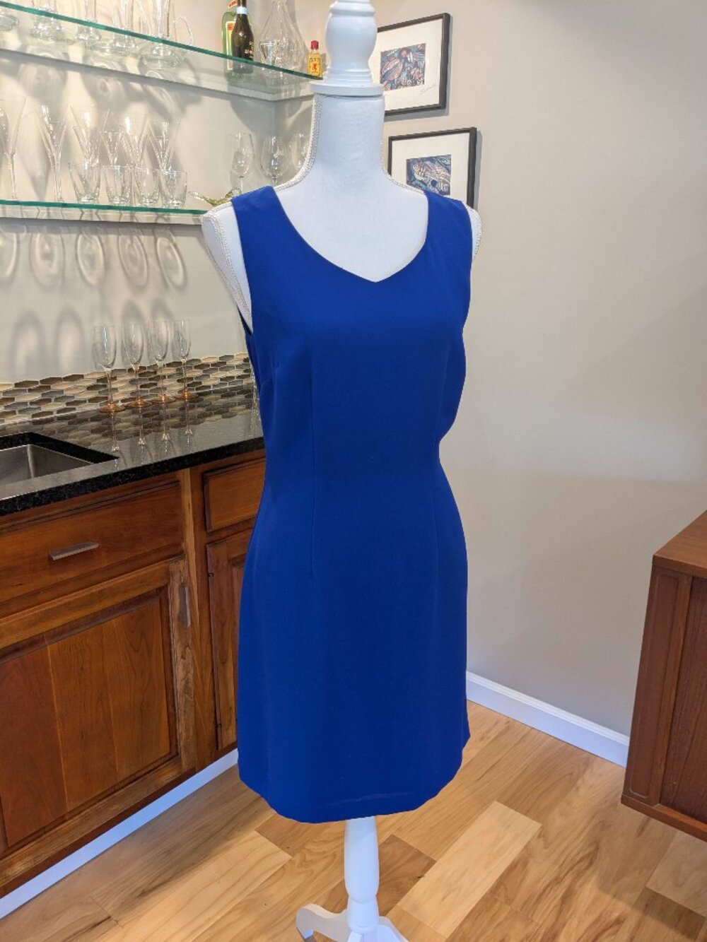 Royal Blue CDC Knee Length Elegant Sleeveless Office Formal Cocktail Date Night